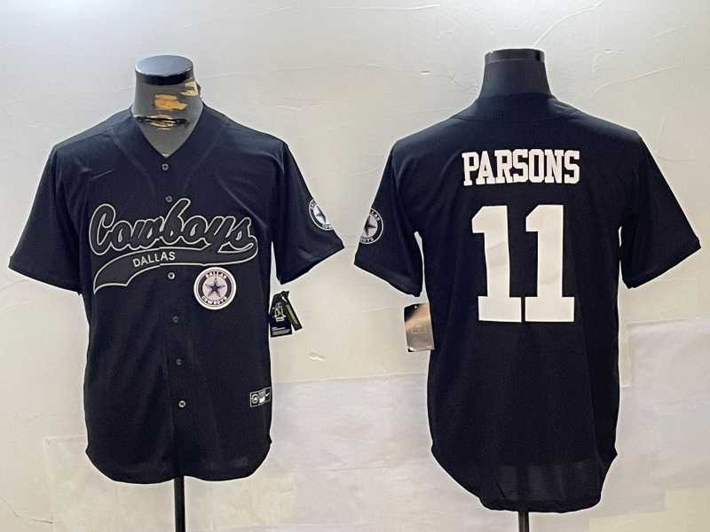 Men%27s Dallas Cowboys #11 Micah Parsons Black With Patch Cool Base Stitched Baseball Jersey